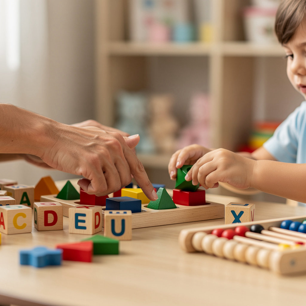 Preschool children engaged in creative learning activities at Babyland Family Child Care in Bay Terraces, San Diego